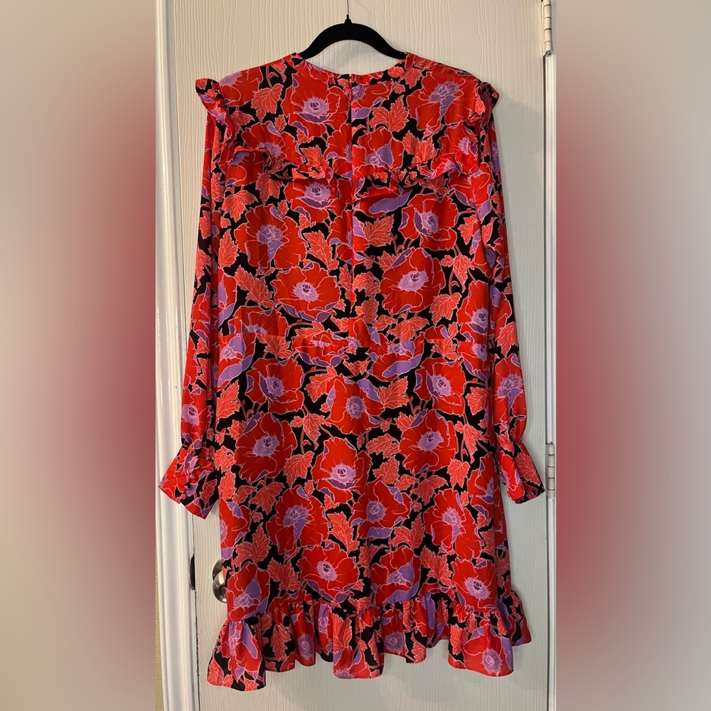 Who What Wear Pink Floral Long Sleeve Ruffle Dress - Picture 4 of 4